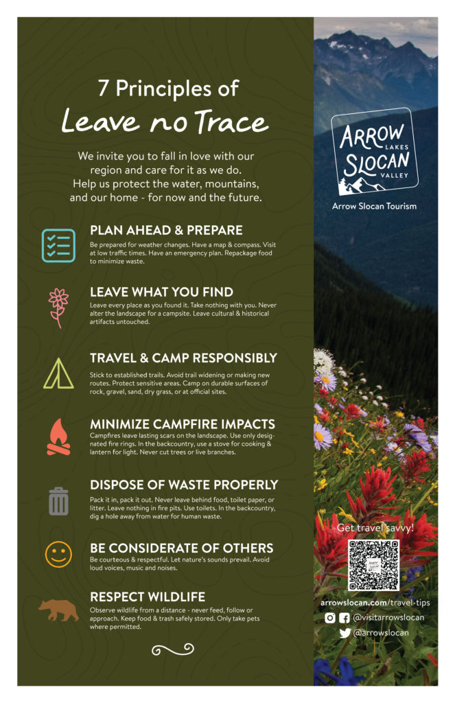 Outdoor ethics - the seven principle of leave no trace.